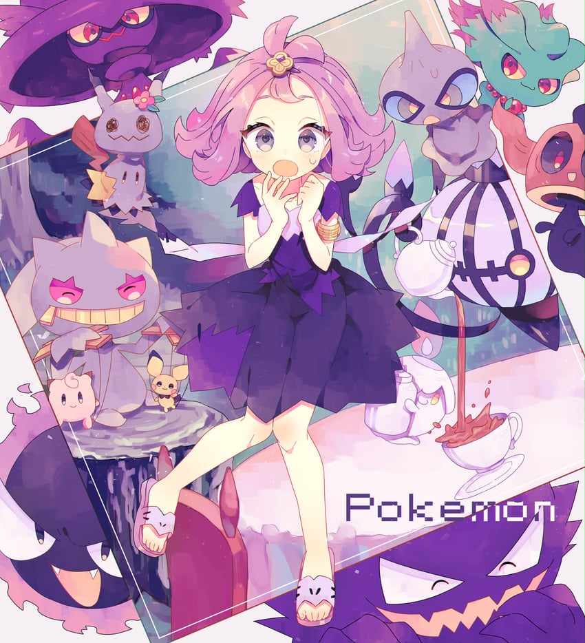 mimikyu, pichu, litwick, acerola, chandelure, and 7 more (pokemon and 1 more) drawn by nagatsukiariake