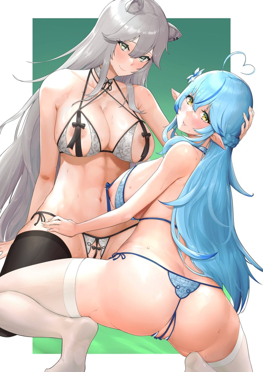yukihana lamy and shishiro botan (hololive) drawn by lustbox_1202