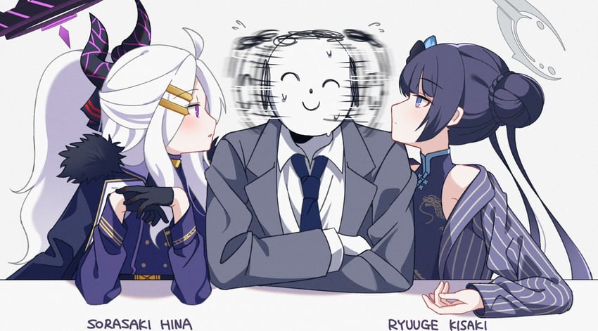 sensei, doodle sensei, hina, and kisaki (blue archive and 1 more) drawn by karaage_(xxxmido02)