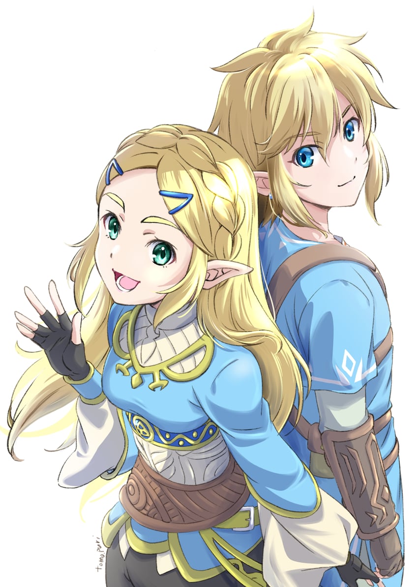 link and princess zelda (the legend of zelda and 1 more) drawn by tomo.puri
