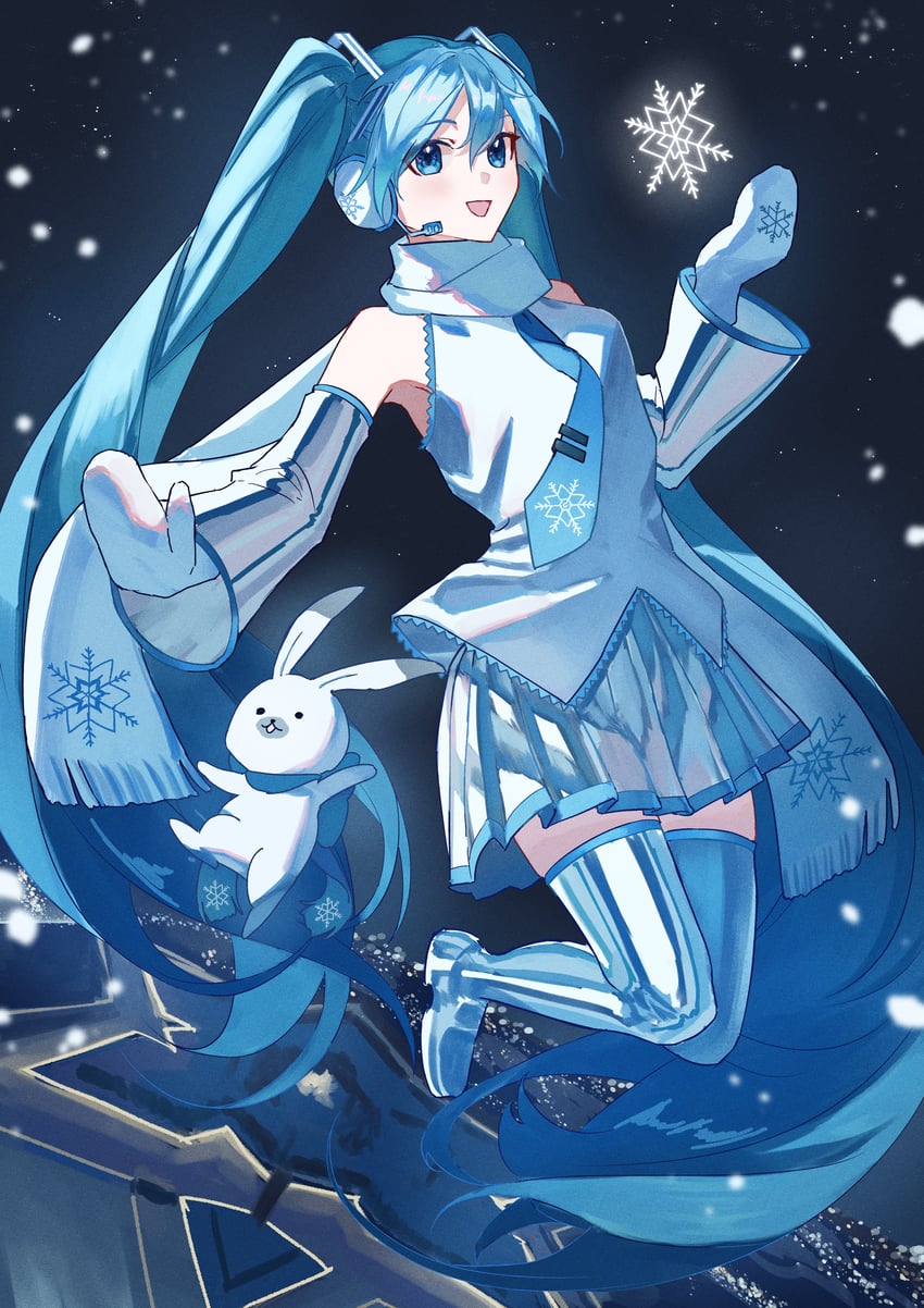 hatsune miku, yuki miku, and rabbit yukine (vocaloid and 1 more) drawn by 6o2_(rokumaruni)