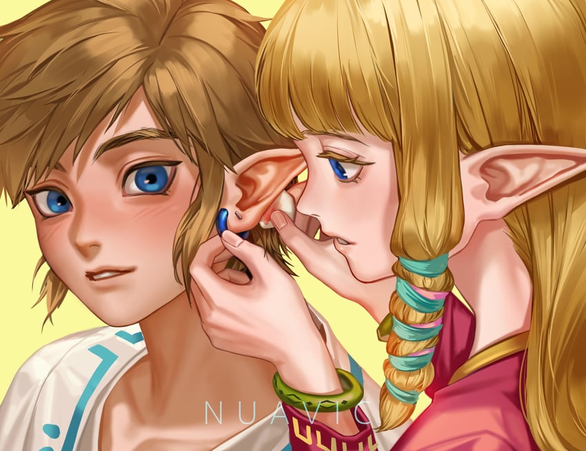 link and princess zelda (the legend of zelda and 1 more) drawn by tehwi