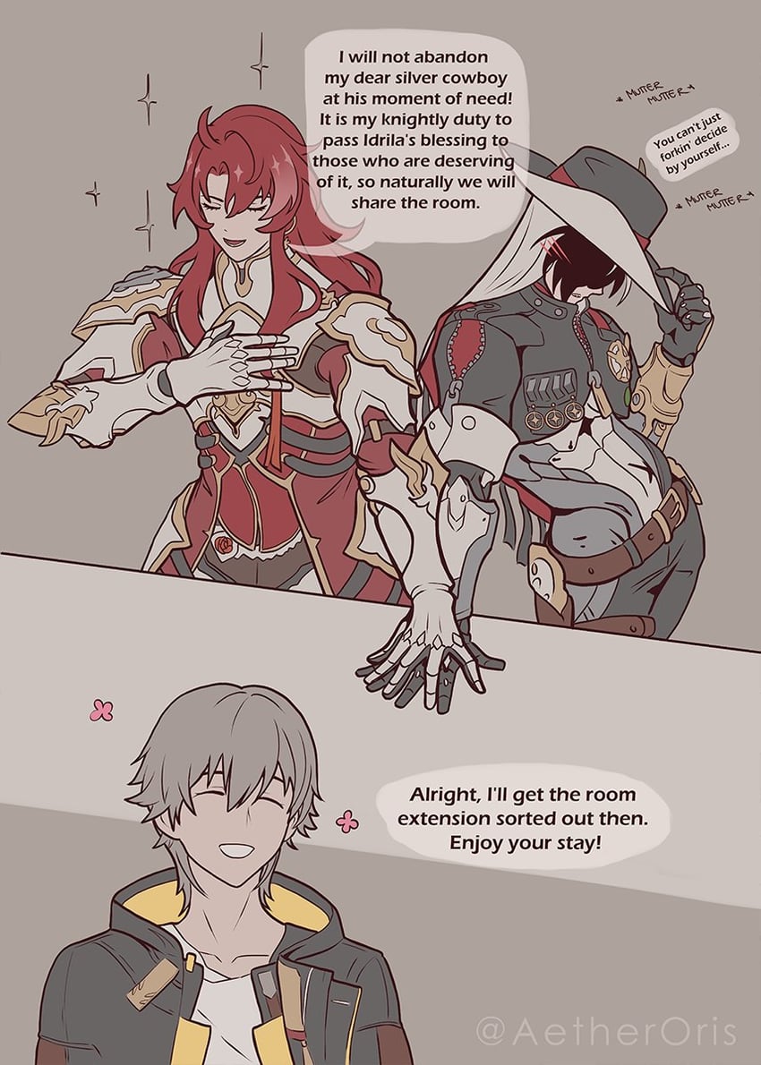 trailblazer, caelus, boothill, and argenti (honkai and 1 more) drawn by aetheroris