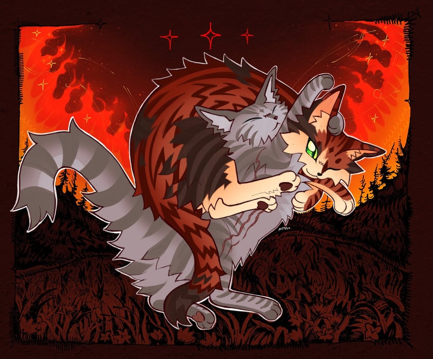 jayfeather and kestrelflight (warrior cats and 1 more) drawn by kitty_(fernwhisker)