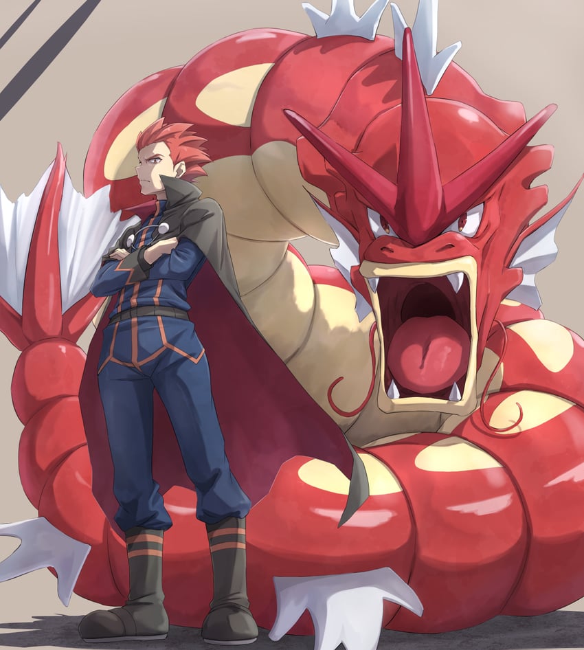 lance and gyarados (pokemon and 1 more) drawn by itsudzumi