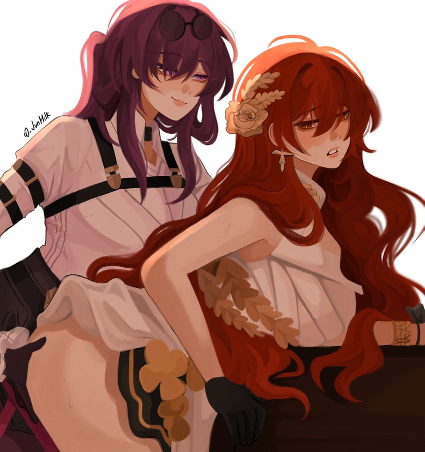 kafka and himeko (honkai and 1 more) drawn by junmilk00