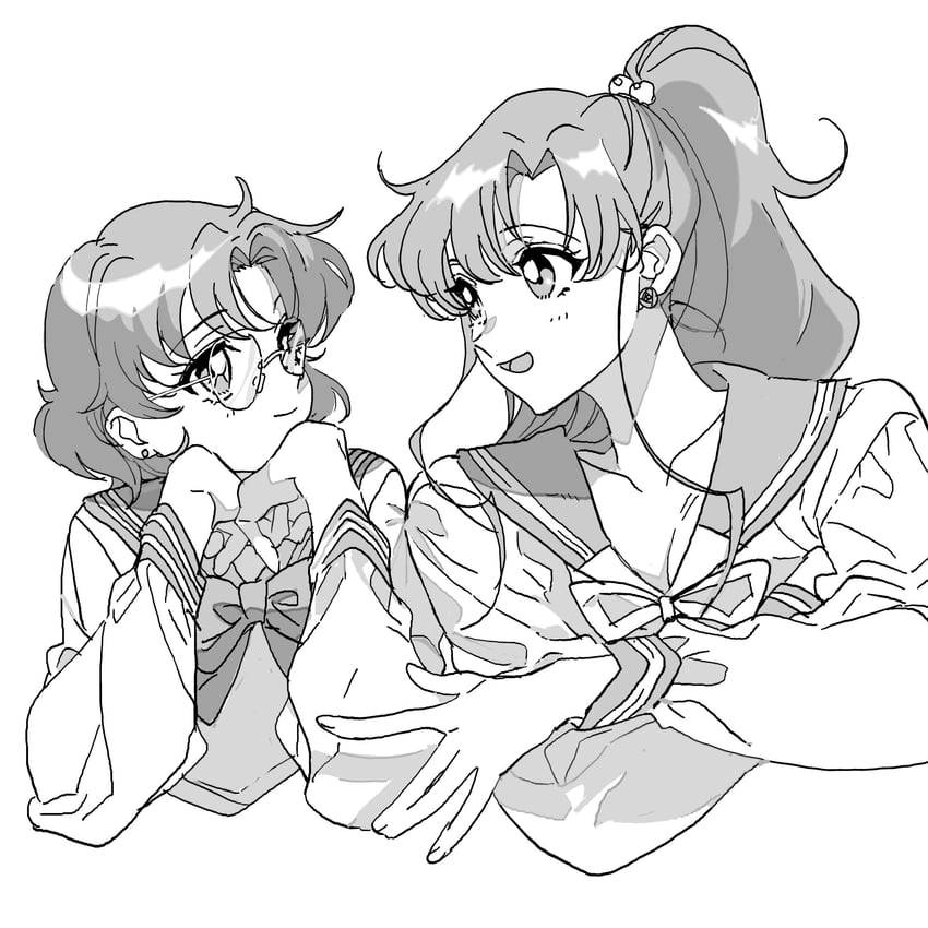 mizuno ami and kino makoto (bishoujo senshi sailor moon) drawn by shiroi_uma