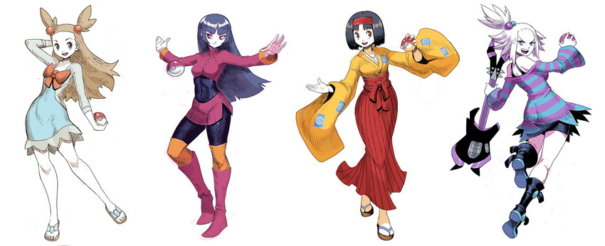 sabrina, erika, roxie, and jasmine (pokemon and 3 more) drawn by genzoman