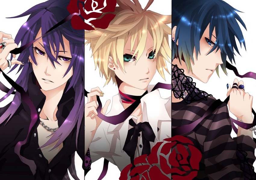 kagamine len, kaito, and kamui gakupo (vocaloid) drawn by kyo_zip