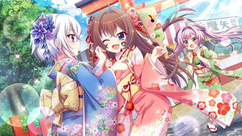 misaki sango, shikimiya aone, and ichijou ruka (re:stage!) drawn by izumi_tsubasu