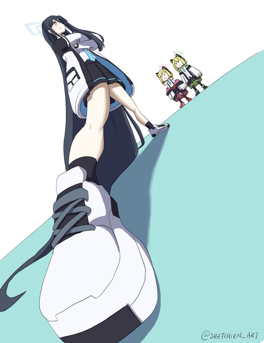 aris, momoi, and midori (blue archive) drawn by sketchien