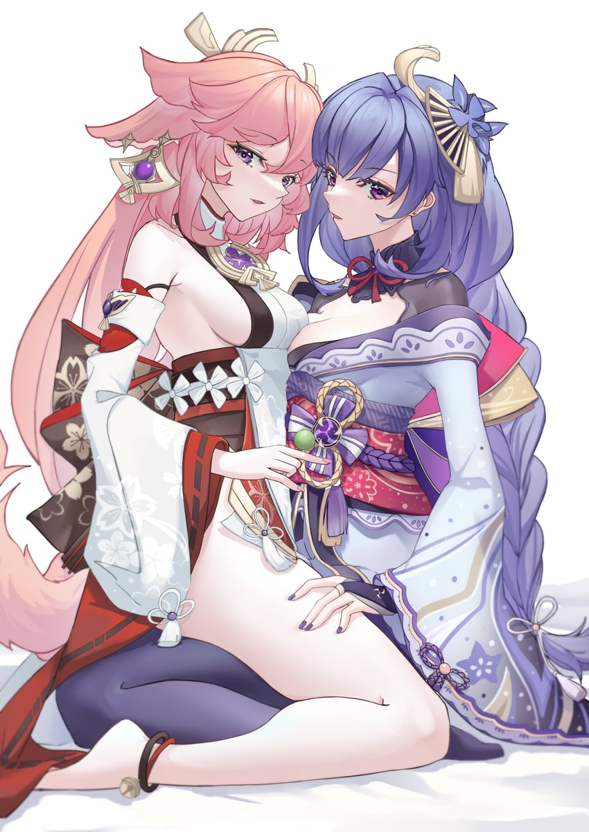 raiden shogun and yae miko (genshin impact) drawn by yang_lizi