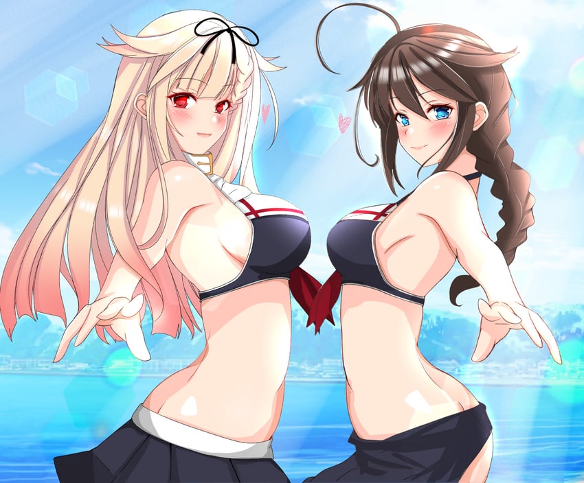 shigure, yuudachi, shigure kai ni, and yuudachi kai ni (kantai collection) drawn by nitamako_(sakamalh)