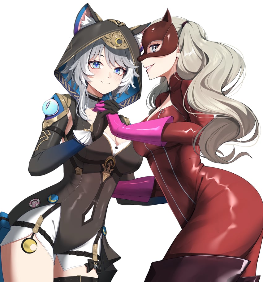 takamaki anne and cipher (honkai and 3 more) drawn by rendinal