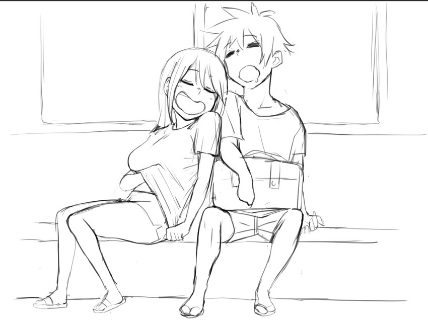 aqua and satou kazuma (kono subarashii sekai ni shukufuku wo!) drawn by izawa_(bhive003)