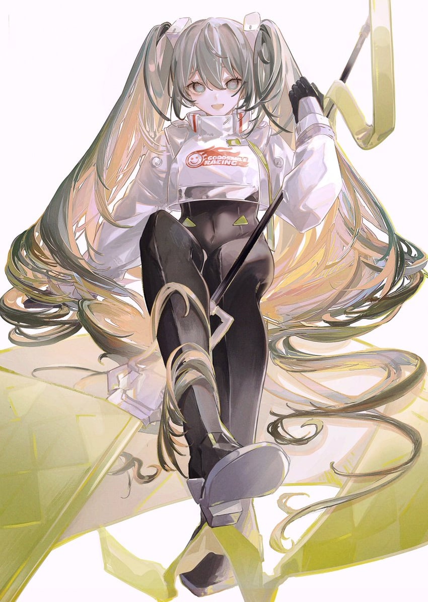 hatsune miku and racing miku (vocaloid and 1 more) drawn by ny3z