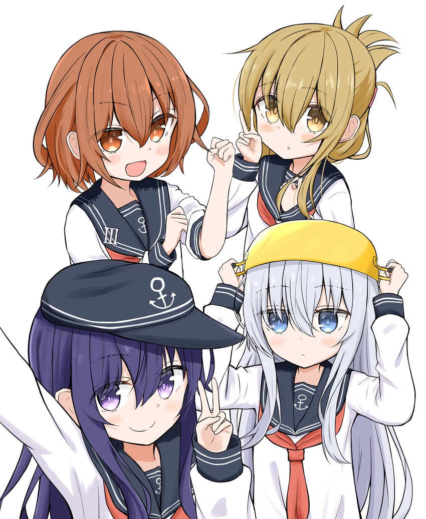 hibiki, inazuma, ikazuchi, and akatsuki (kantai collection) drawn by shirasu_(sirasuillust)