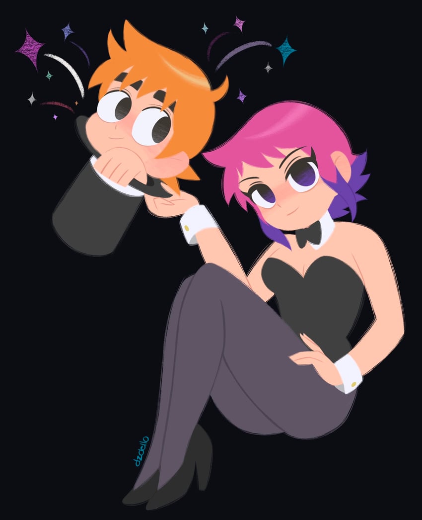 scott pilgrim and ramona flowers (scott pilgrim and 1 more) drawn by dzdello