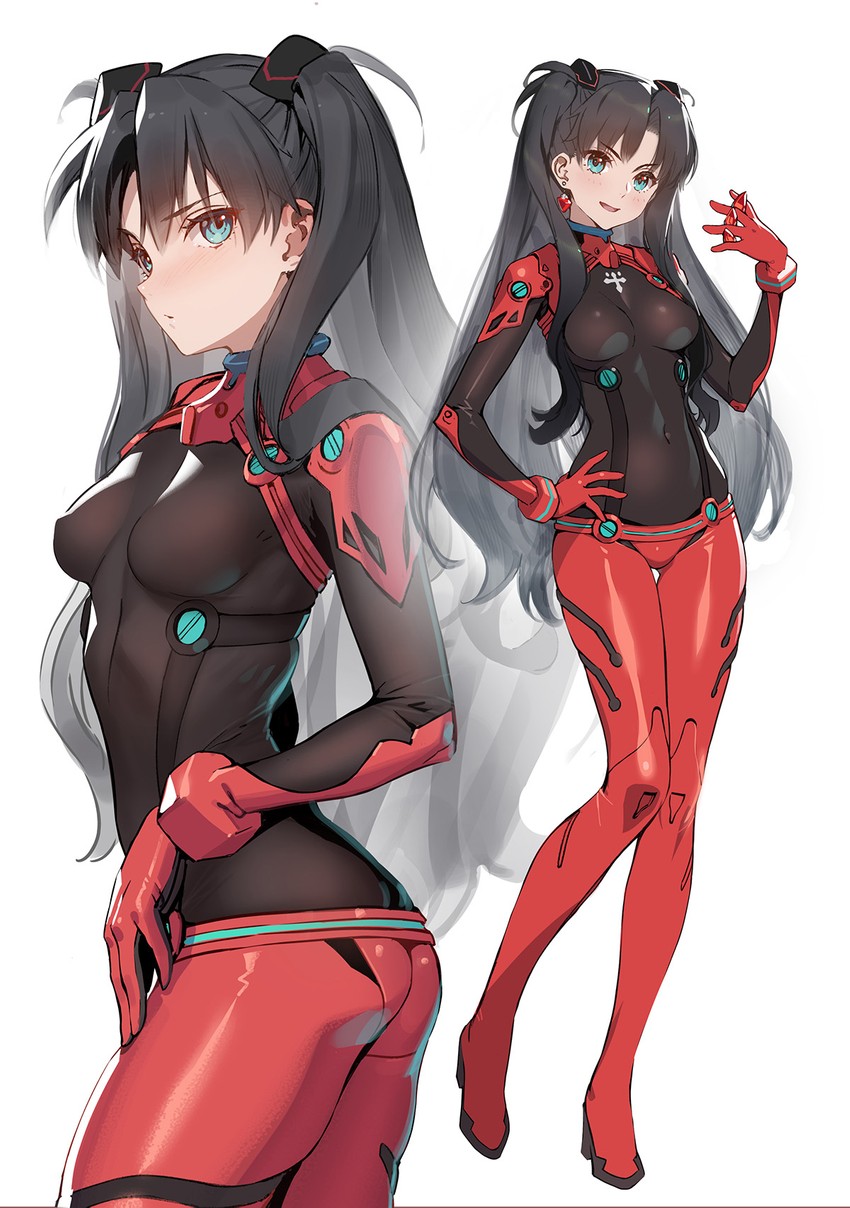 souryuu asuka langley and tohsaka rin (fate and 4 more) drawn by siino