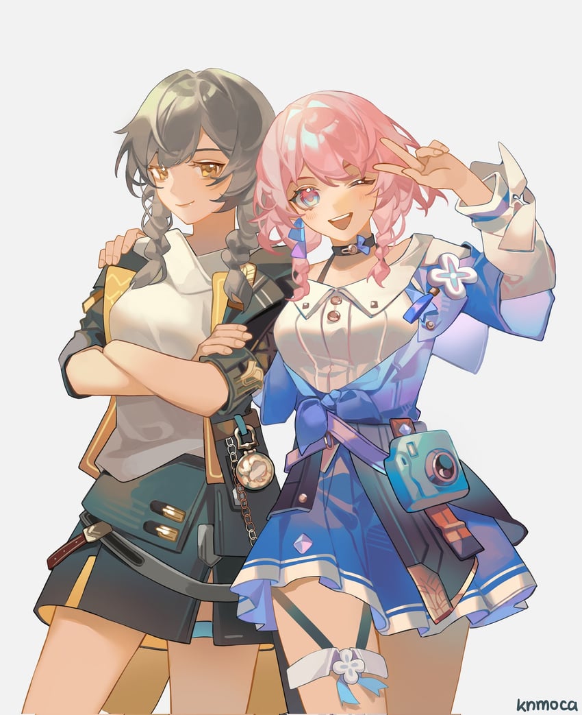 trailblazer, stelle, and march 7th (honkai and 1 more) drawn by hayashikana