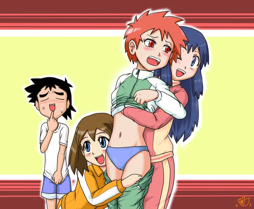 dawn, may, ash ketchum, and zoey (pokemon and 1 more) drawn by gouguru