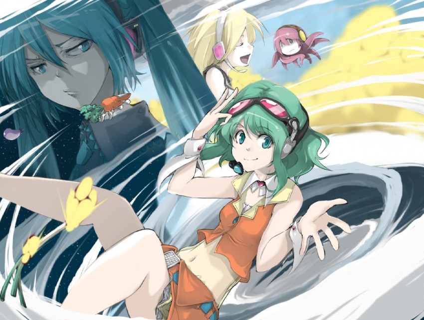 hatsune miku, kagamine rin, megurine luka, gumi, and takoluka (vocaloid) drawn by yukirishima