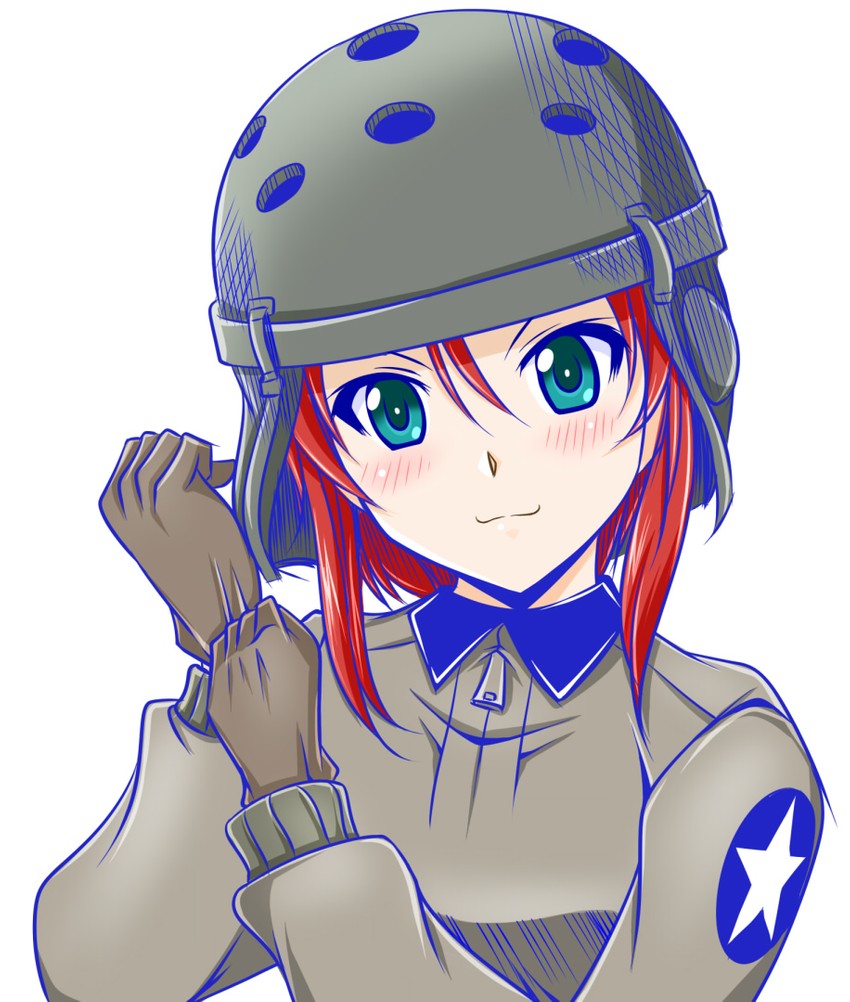 helmet-chan (girls und panzer) drawn by rusher