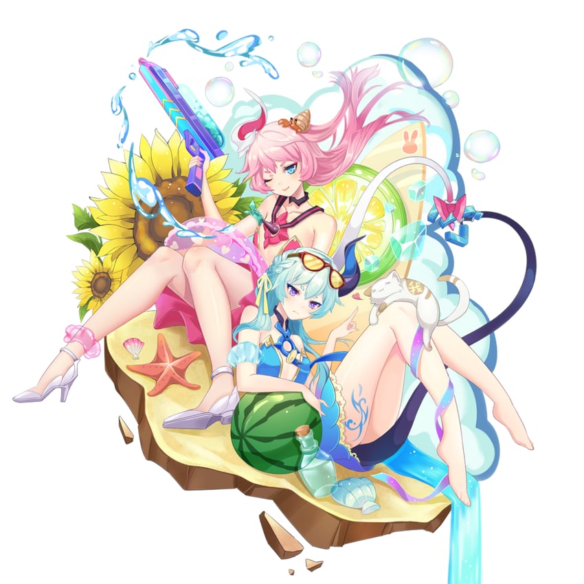 rozaliya olenyeva and liliya olenyeva (honkai and 1 more) drawn by fanxiaotao