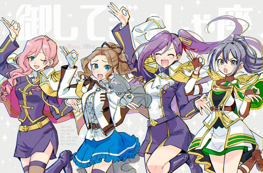 tsuruhime yachiyo, liu mei fan, honami hisame, and moriyasu kuina (shoujo kageki revue starlight and 1 more) drawn by asa_(asa_410st)