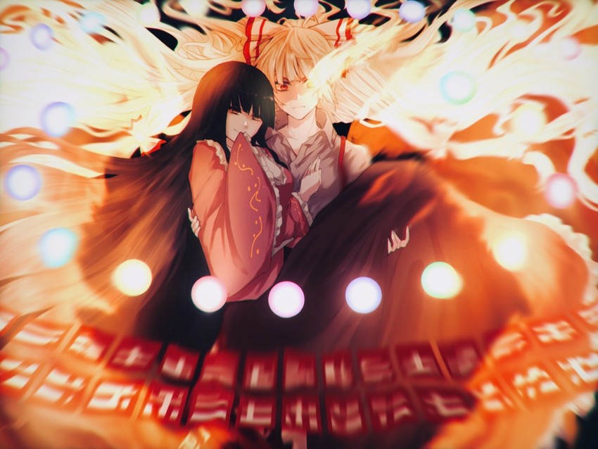 fujiwara no mokou and houraisan kaguya (touhou) drawn by somei_ooo