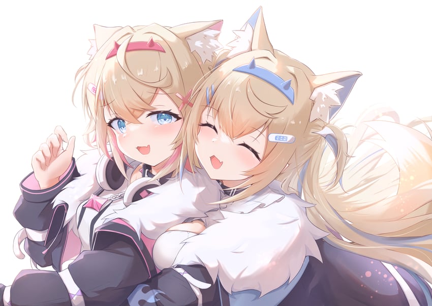 fuwawa abyssgard and mococo abyssgard (hololive and 1 more) drawn by karupa_(karupapon)
