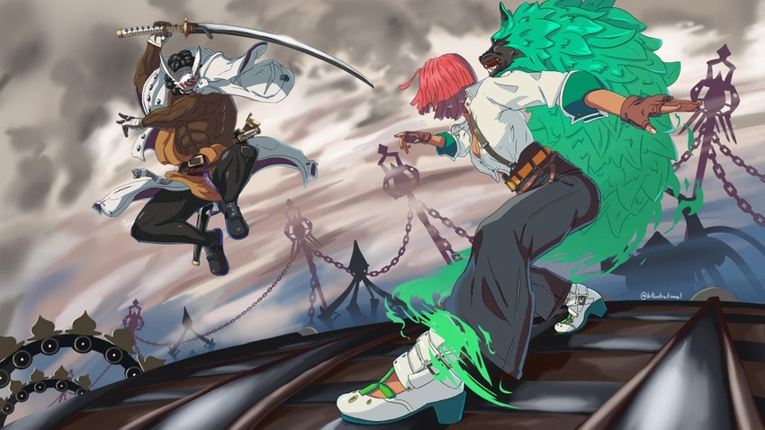 giovanna and nagoriyuki (guilty gear and 1 more) drawn by billustrational