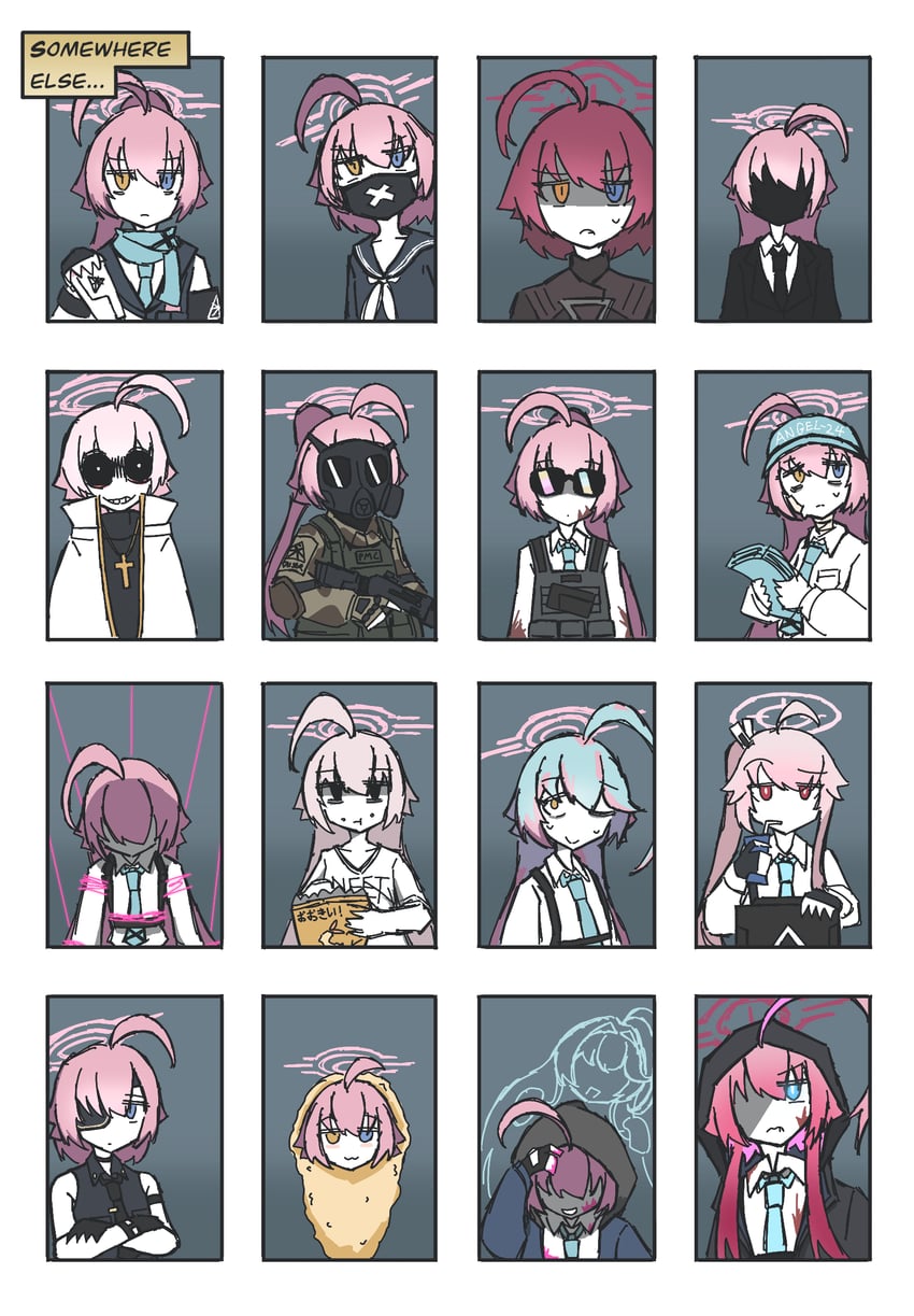 shiroko, hoshino, natsu, sukeban, suou, and 2 more (blue archive and 3 more) drawn by trench_raider
