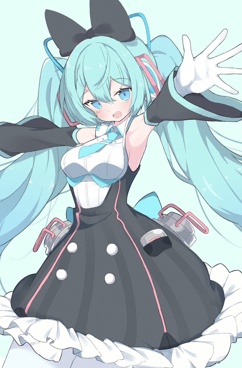 hatsune miku and magical mirai miku (vocaloid and 1 more) drawn by mochiyo