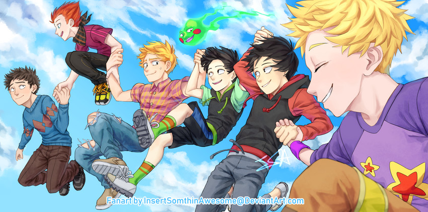 kageyama shigeo, reigen arataka, kageyama ritsu, ekubo, hanazawa teruki, and 2 more (mob psycho 100) drawn by insertsomthinawesome