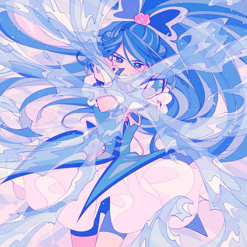 minazuki karen and cure aqua (precure and 2 more) drawn by nachuchoco