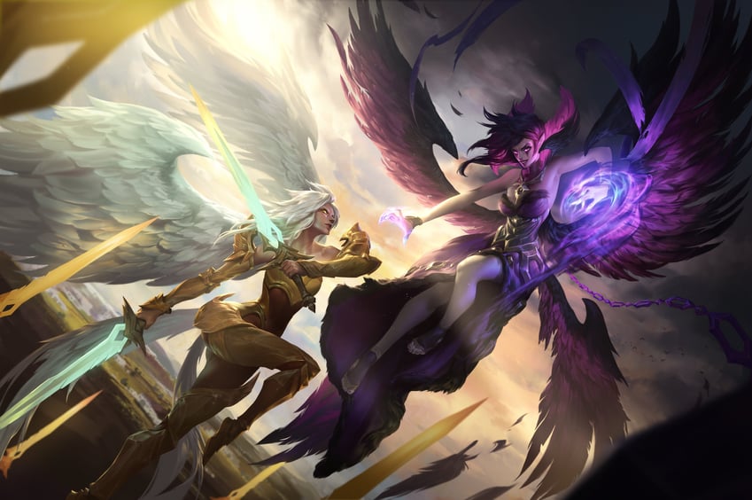 morgana and kayle (league of legends) drawn by blake_byun