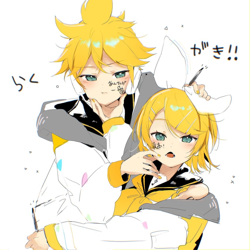 kagamine rin and kagamine len (vocaloid) drawn by oyamada_gamata