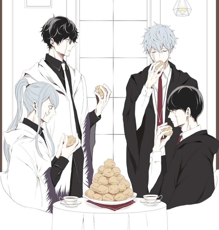 mash burnedead, lance crown, wirth madl, and abyss razor (mashle) drawn by saeki_37