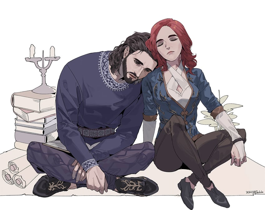 tav and gale (dungeons & dragons and 2 more) drawn by byuub