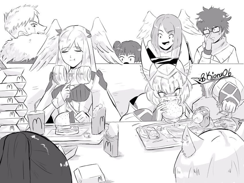nia, mio, eunie, melia antiqua, sena, and 3 more (xenoblade chronicles and 2 more) drawn by kiora06