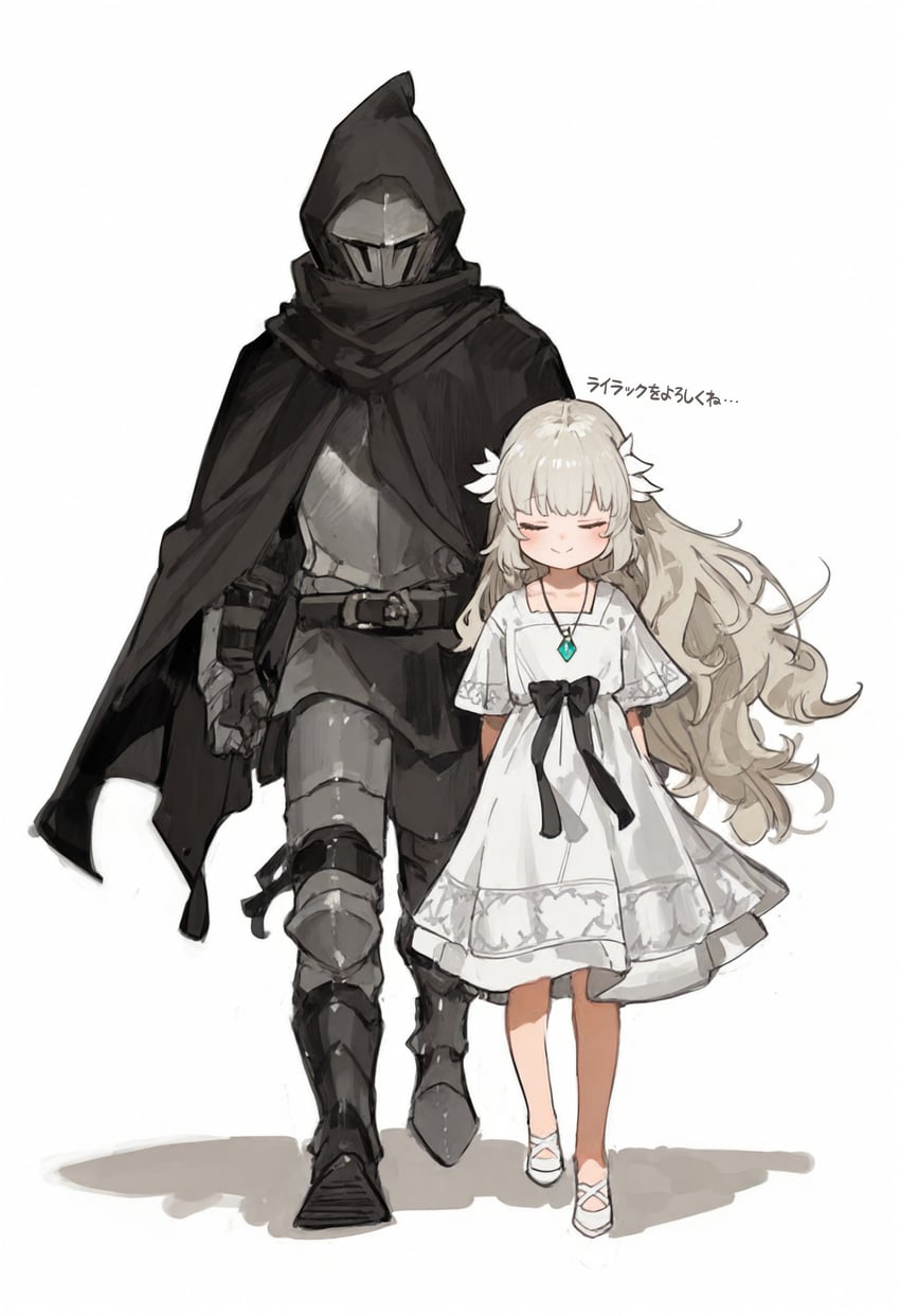 lily and umbral knight (ender lilies quietus of the knights) drawn by drowsy_sheep
