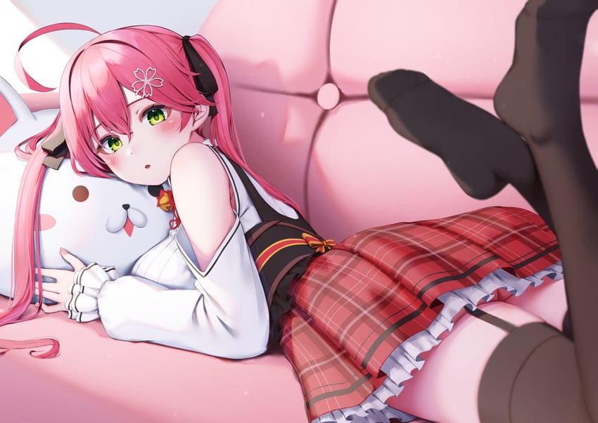 sakura miko and 35p (hololive) drawn by nyan_(reinyan_007)