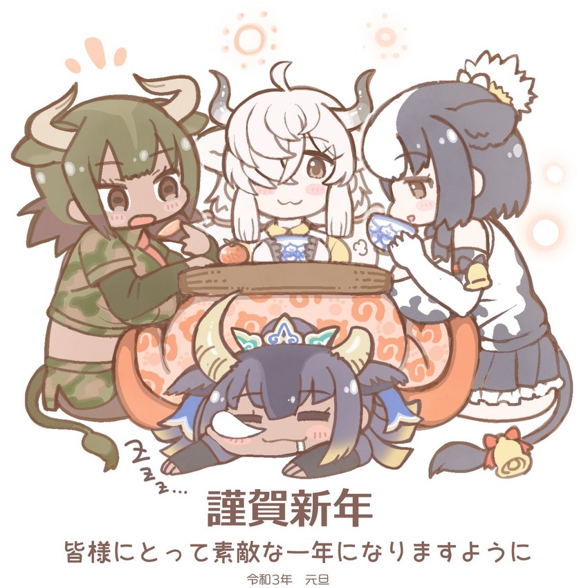 yak, aurochs, holstein friesian cattle, and goshingyu-sama (kemono friends) drawn by tanaka_kusao