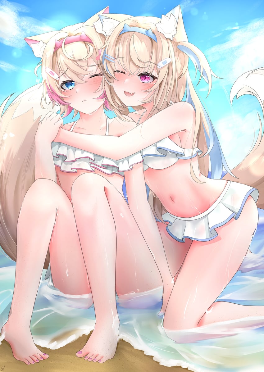 fuwawa abyssgard and mococo abyssgard (hololive and 1 more) drawn by st-147