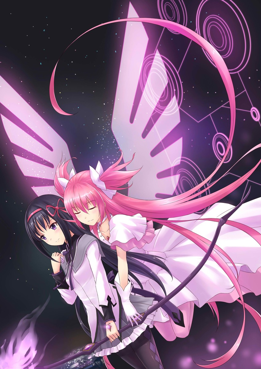 akemi homura, kaname madoka, and ultimate madoka (mahou shoujo madoka magica) drawn by yuj_(moemarket)