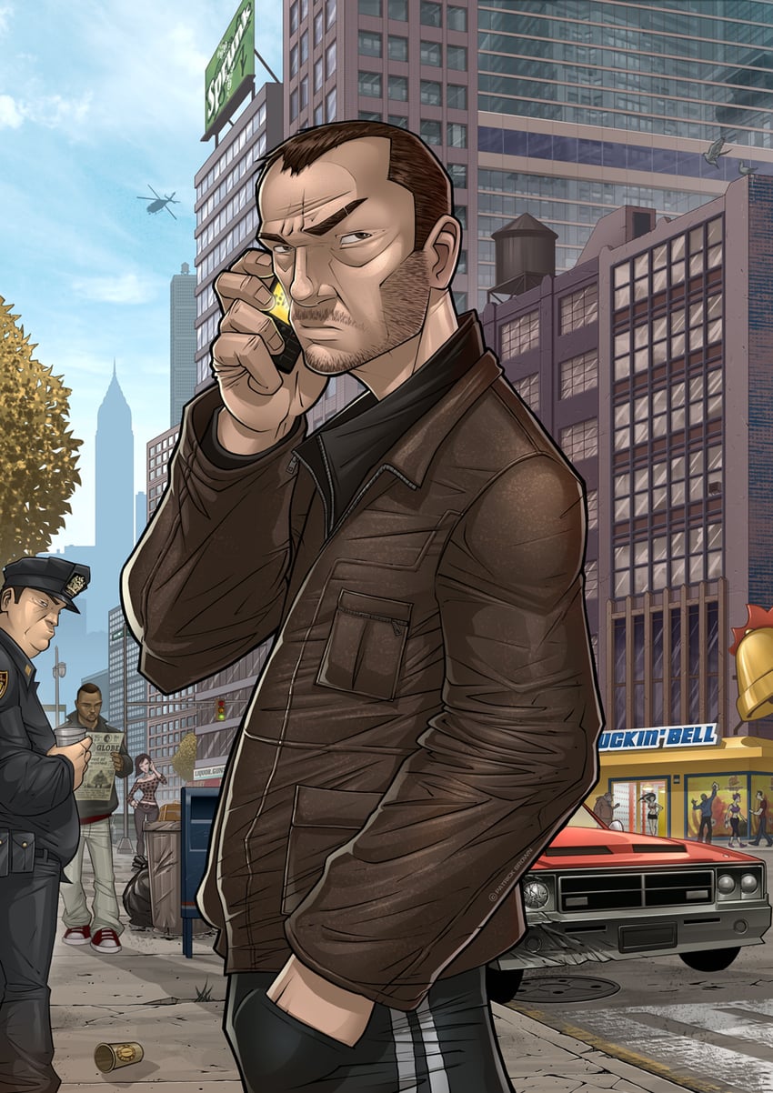 niko bellic (grand theft auto and 2 more) drawn by patrick_brown