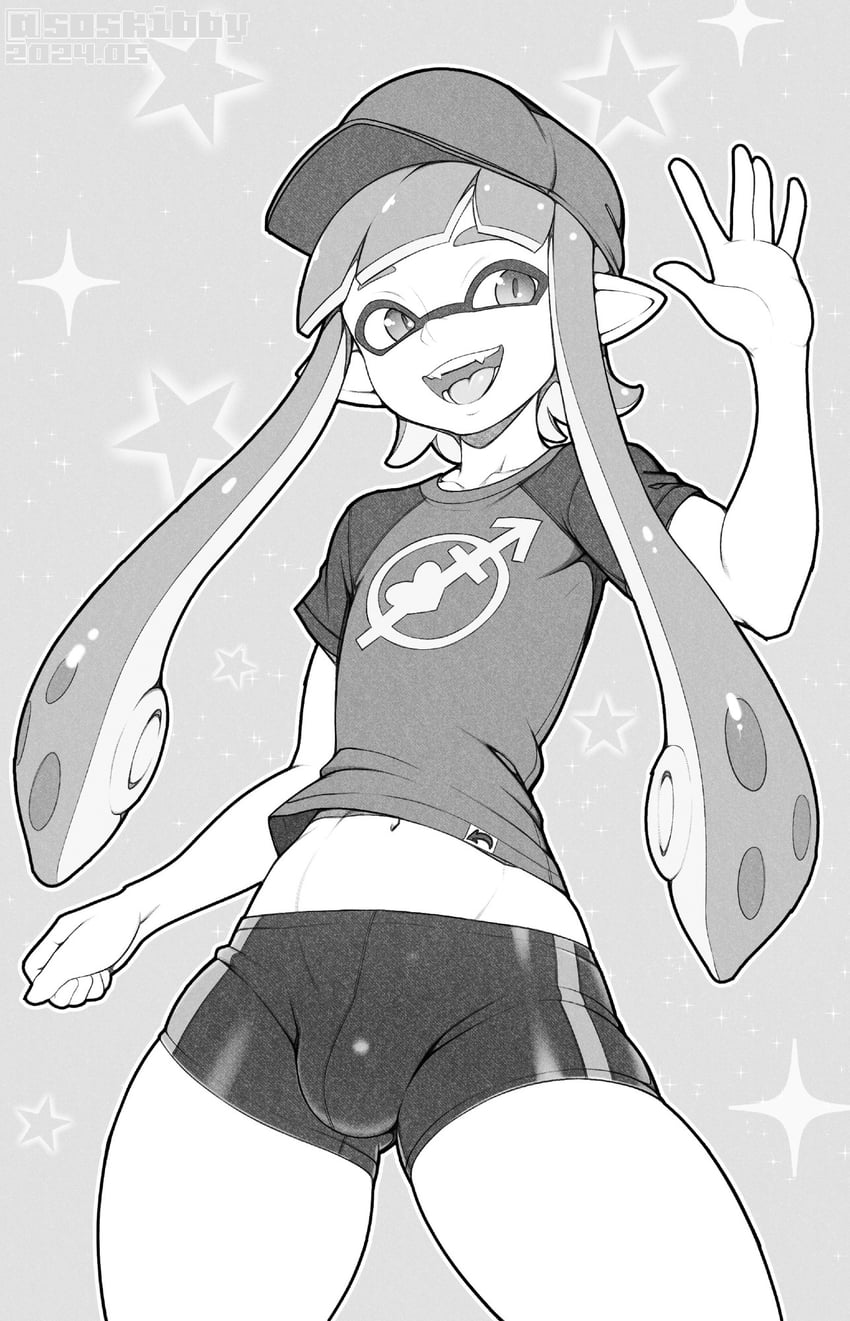 inkling player character and inkling boy (splatoon) drawn by soskibby