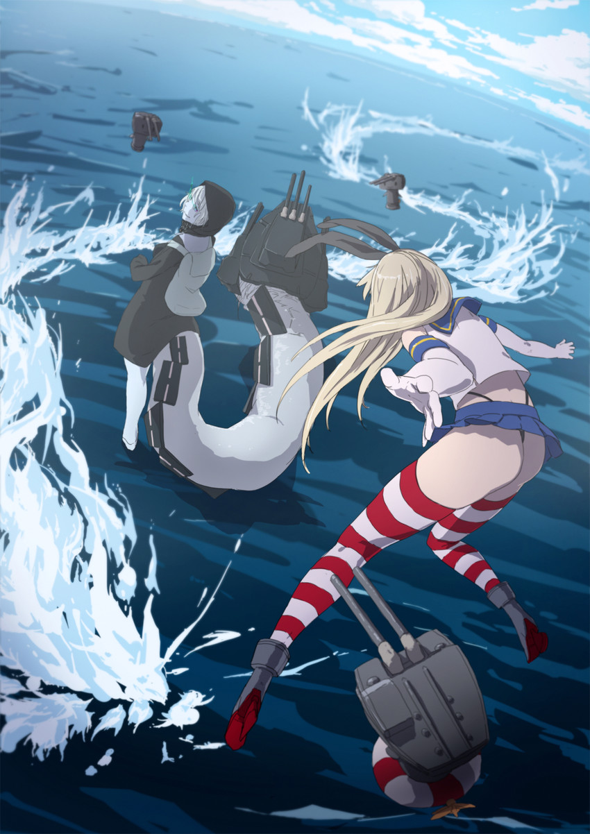 shimakaze, rensouhou-chan, and re-class battleship (kantai collection) drawn by youmak