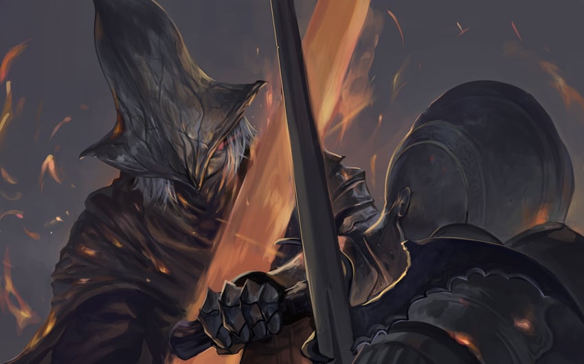ashen one and abyss watcher (dark souls and 1 more) drawn by dokomon
